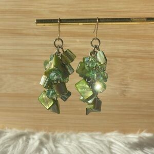Green Dangly Crystal Earrings